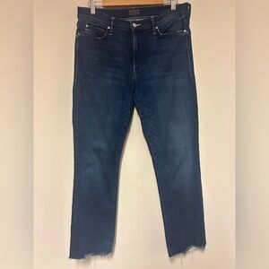 Mother The Rascal Ankle Chew Denim Jeans Dark Wash Size 31 Tongue and Chic